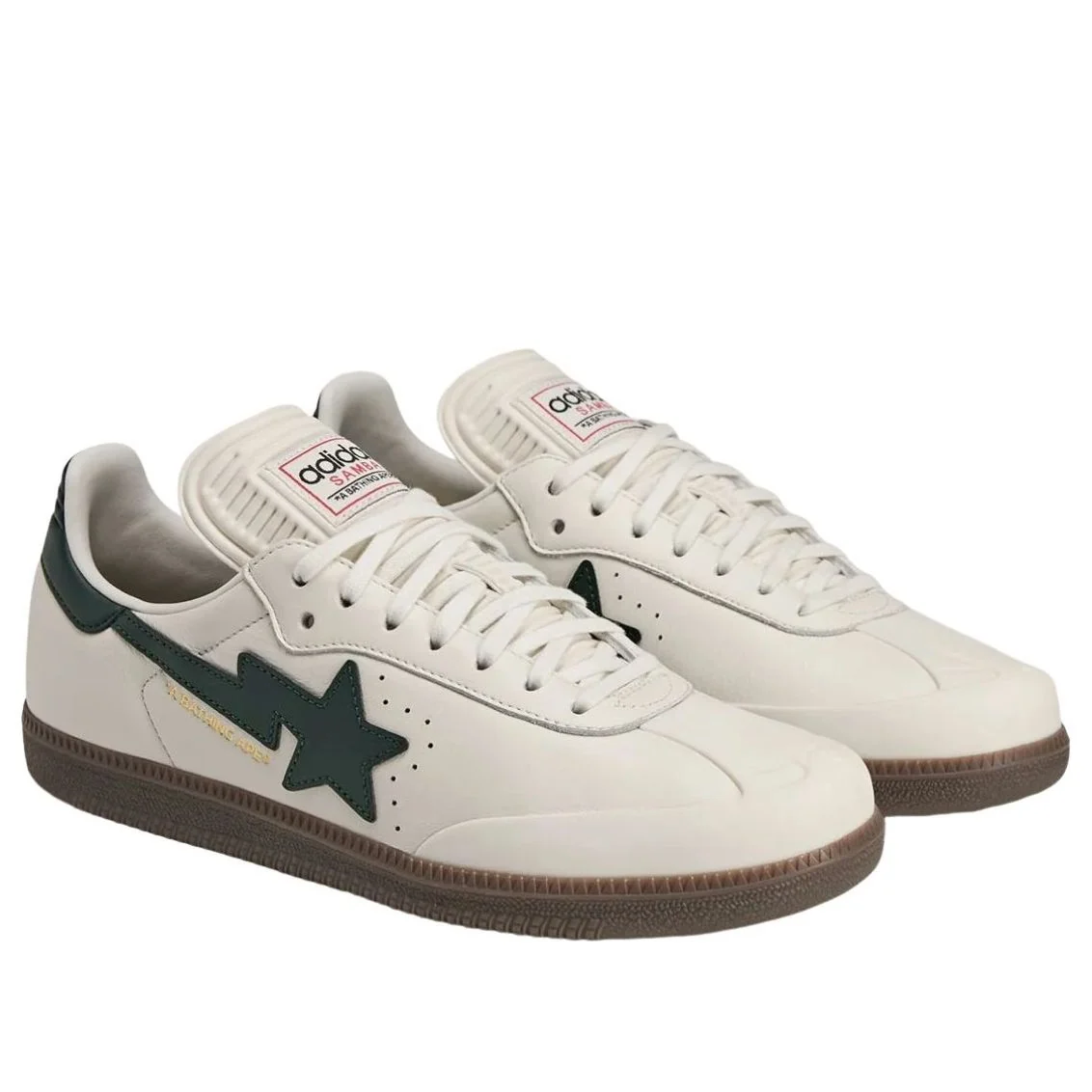 adidas x A Bathing Ape Samba White Forest Sneakers (KJ8852)