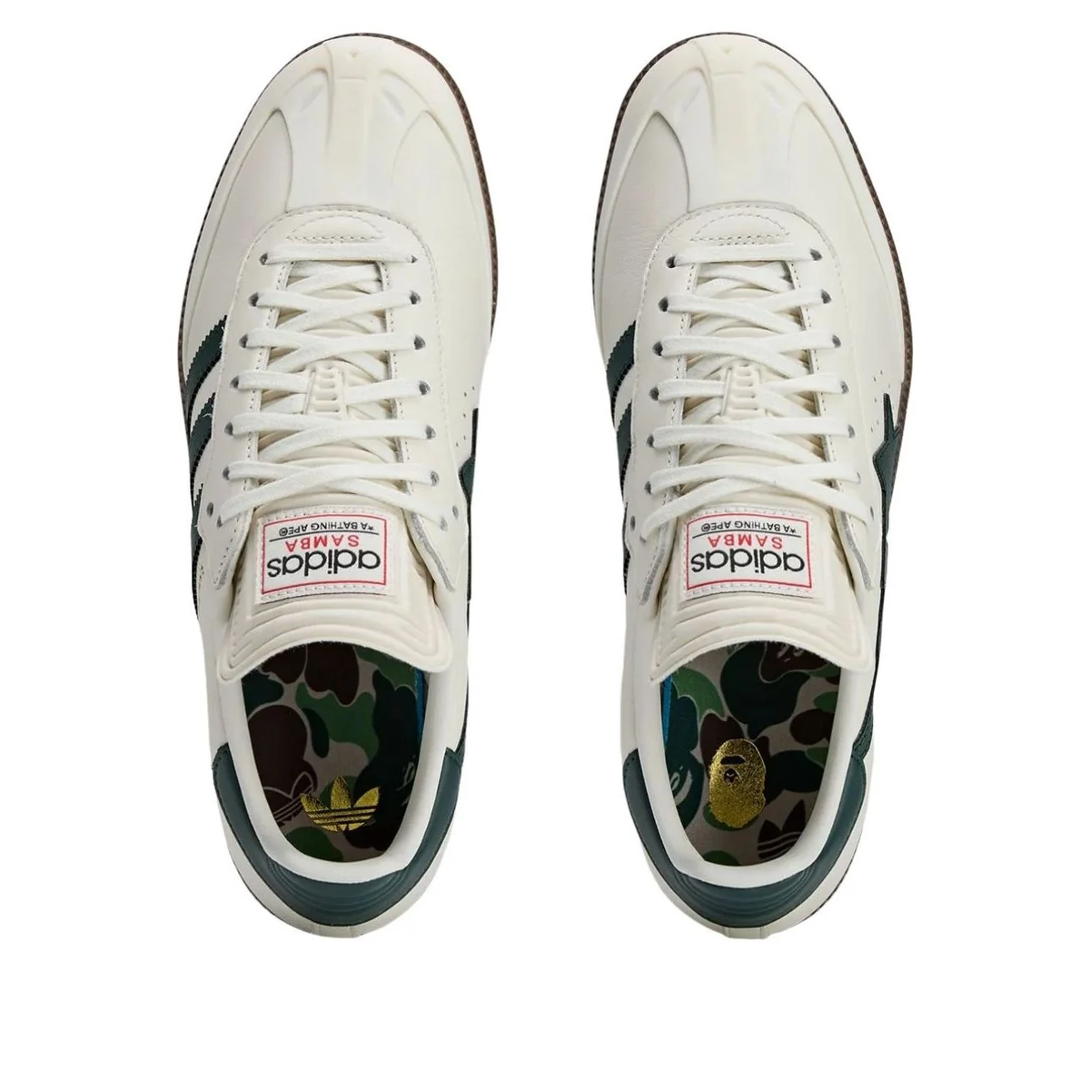 adidas x A Bathing Ape Samba White Forest Sneakers (KJ8852)