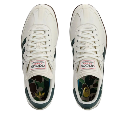 adidas x A Bathing Ape Samba White Forest Sneakers (KJ8852)