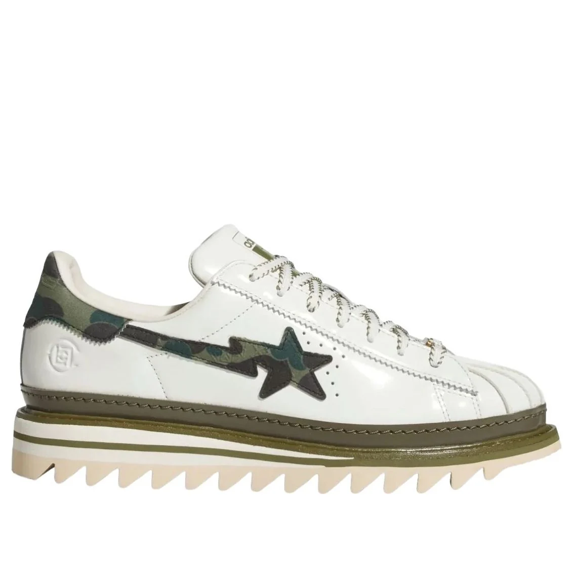 adidas x CLOT x BAPE Superstar Green Camo Shoes (KJ1473)